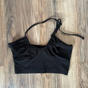 SHEIN Black Ruched Crop Top